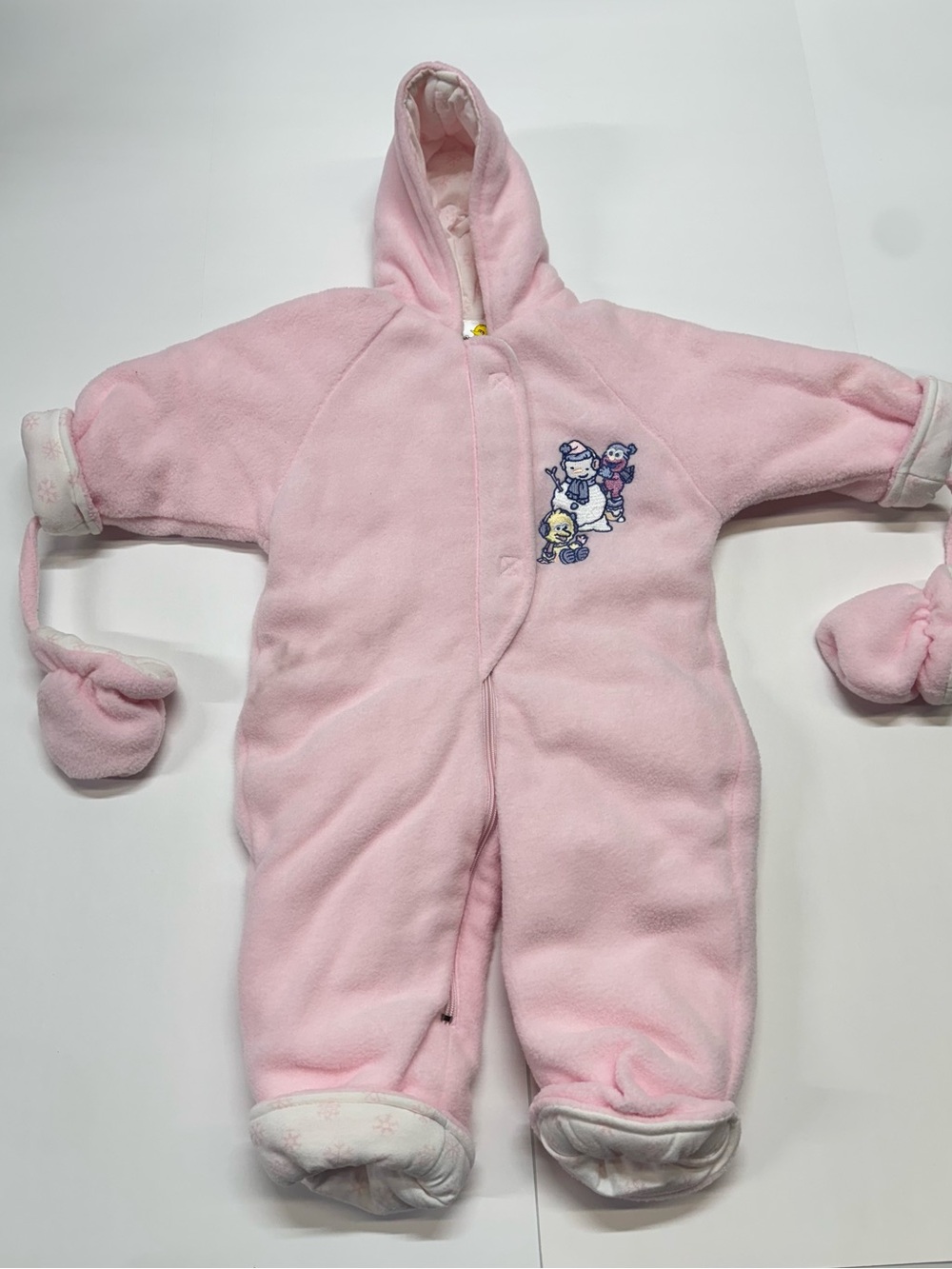 Vintage Sesame Street Pink Snow Suit with Mittens 18M